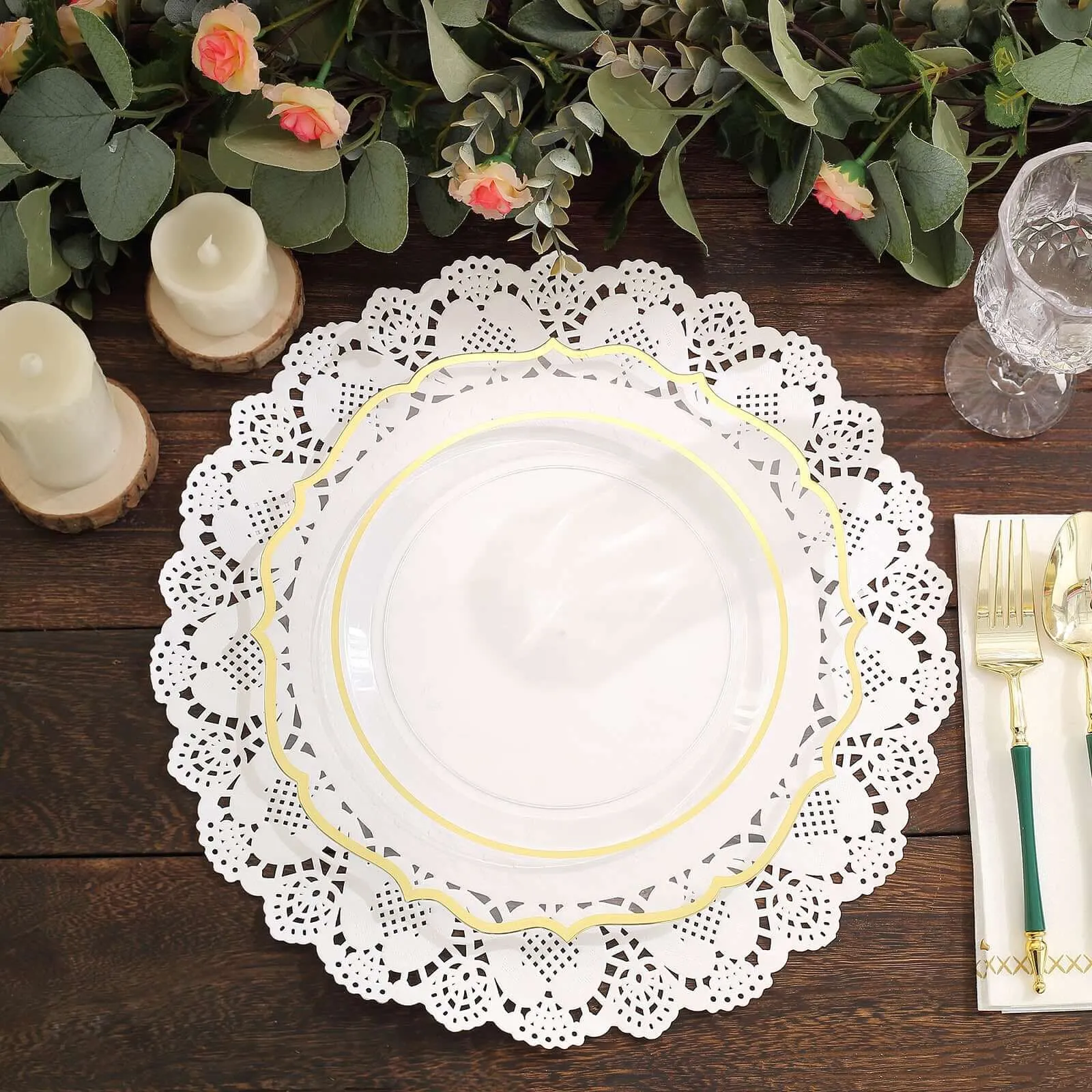 100 Pcs 12" Round White Lace Paper Doilies, Food Grade Paper Placemats