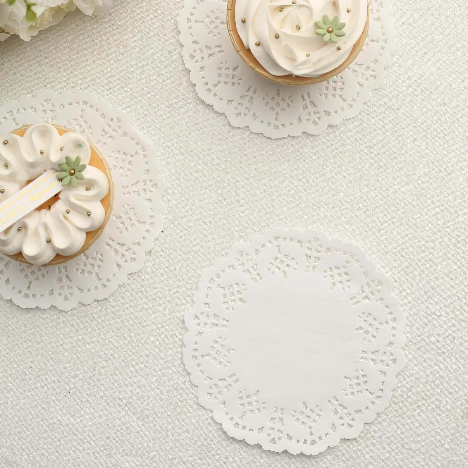 100 Pcs White Round Food Grade Paper Lace Doilies 4"