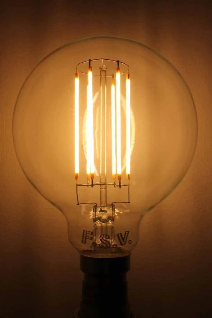 6W E27 Filament LED G95 Round 3000K Bulb Dimmable