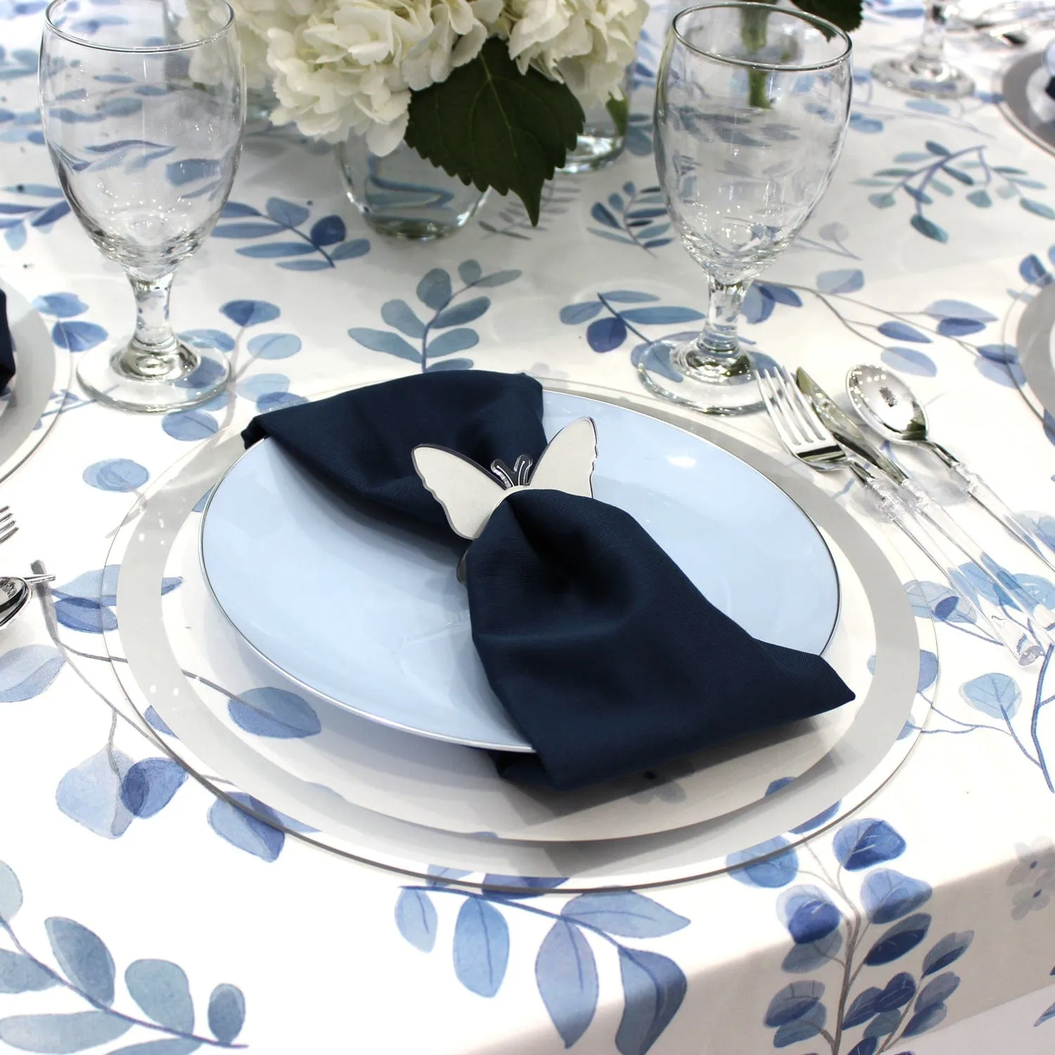 Blue & White Floral Tablescape