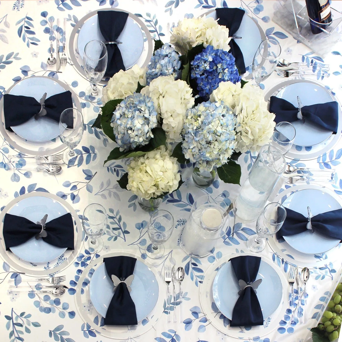 Blue & White Floral Tablescape