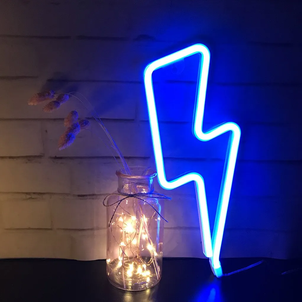 Blue Neon Lightning Bolt