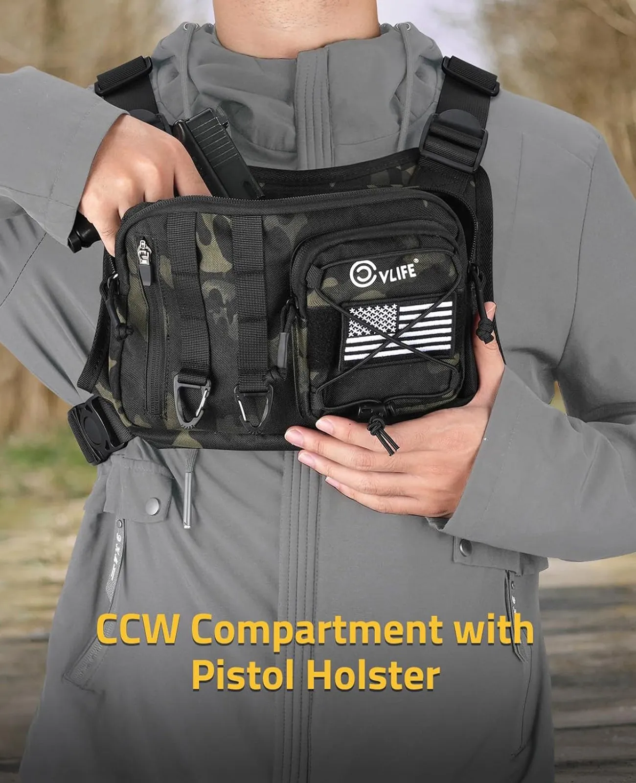 CVLIFE Outdoor Tactical Chest Bag Lightweight EDC Chest Rig Bag