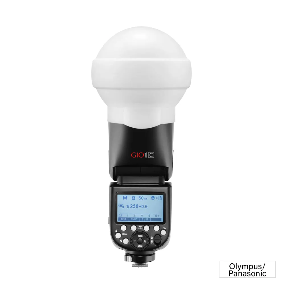 GIO1 Round Head On and Off Camera Speedlite & Diffuser Dome