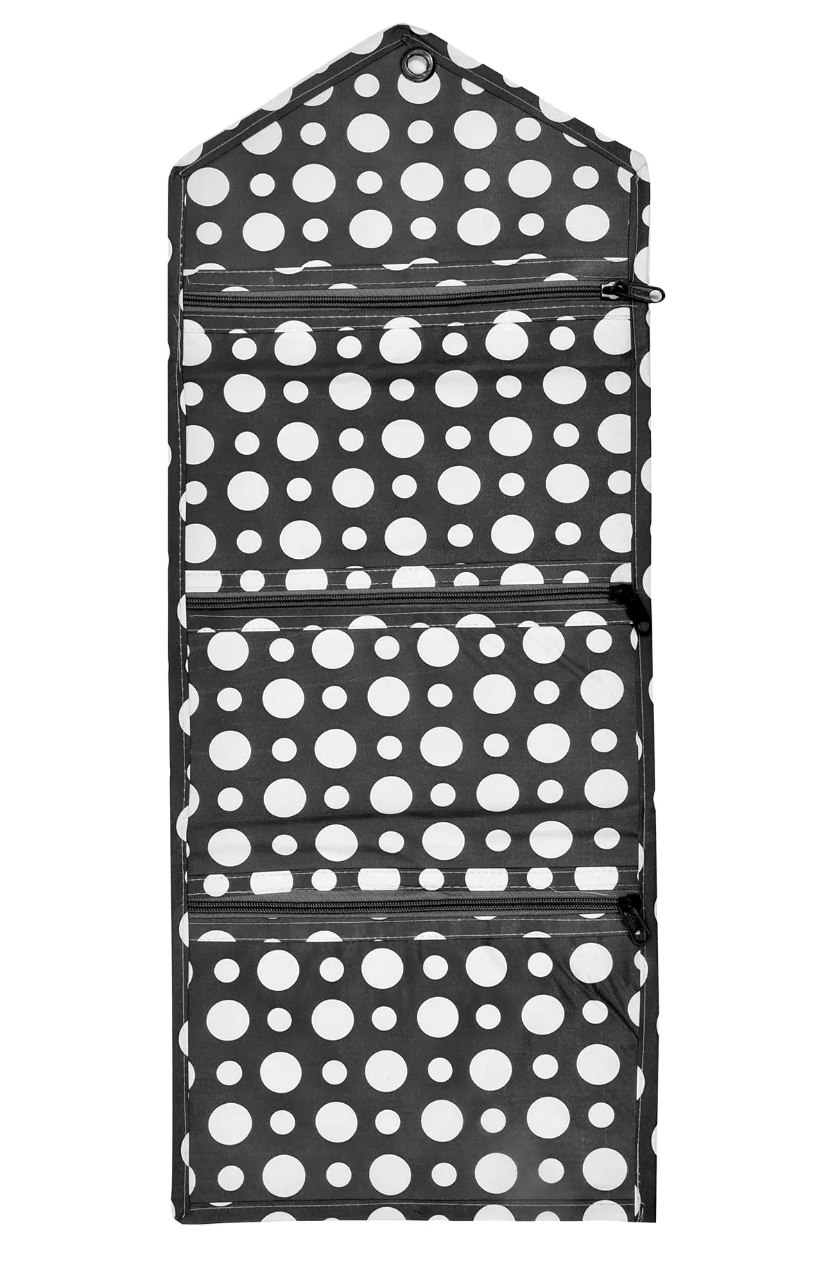 Kuber Industries Dot Printed Wall Hanging Magazine Letter Holder/Organizer With 3 Zipper Pockets (Black & White)-HS43KUBMART25743, Polyvinyl Chloride