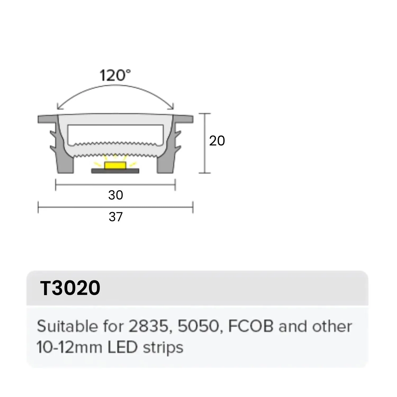 LED Neon Flex & LED Strip Silicone Cover Body Flexible Bendable 30x20mm