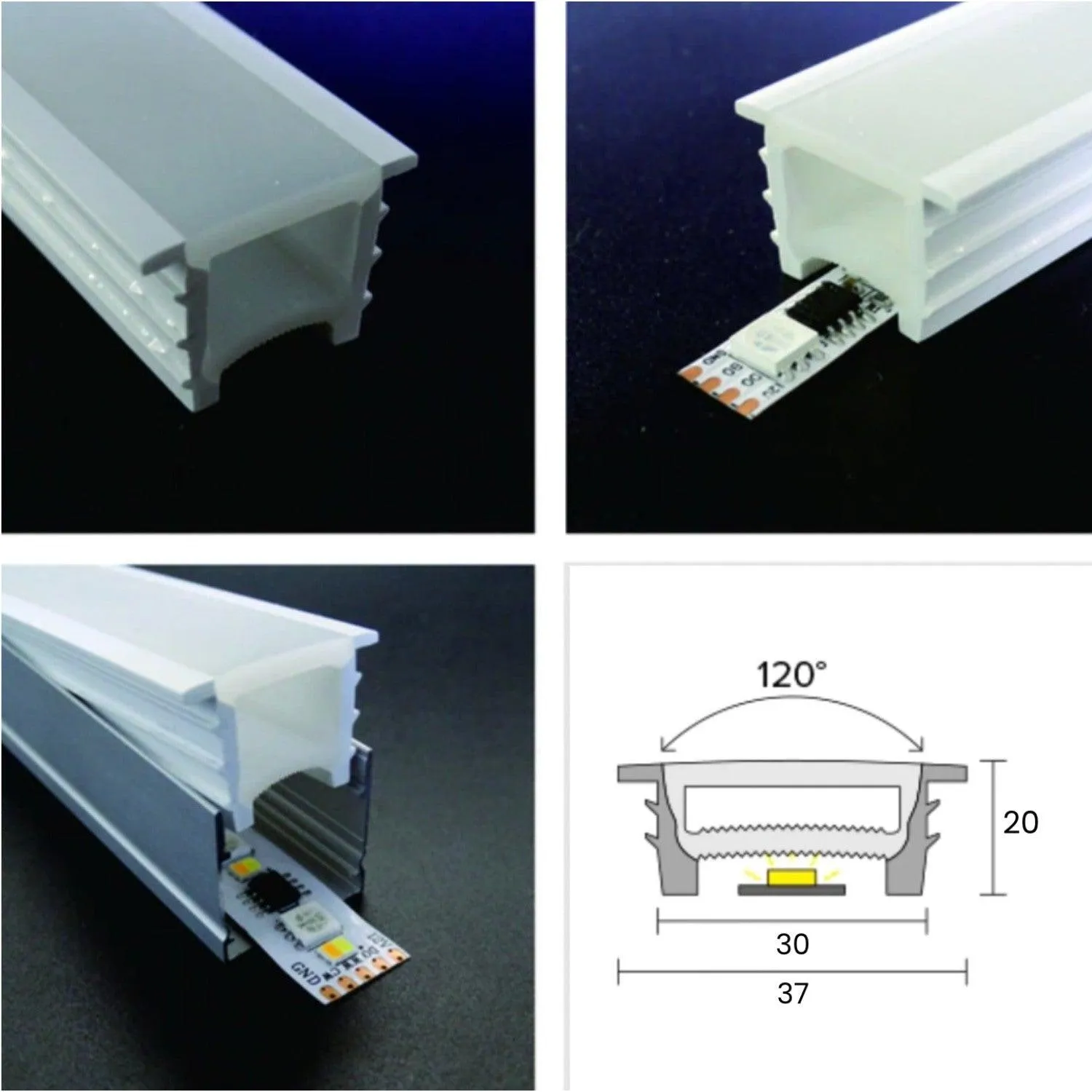 LED Neon Flex & LED Strip Silicone Cover Body Flexible Bendable 30x20mm