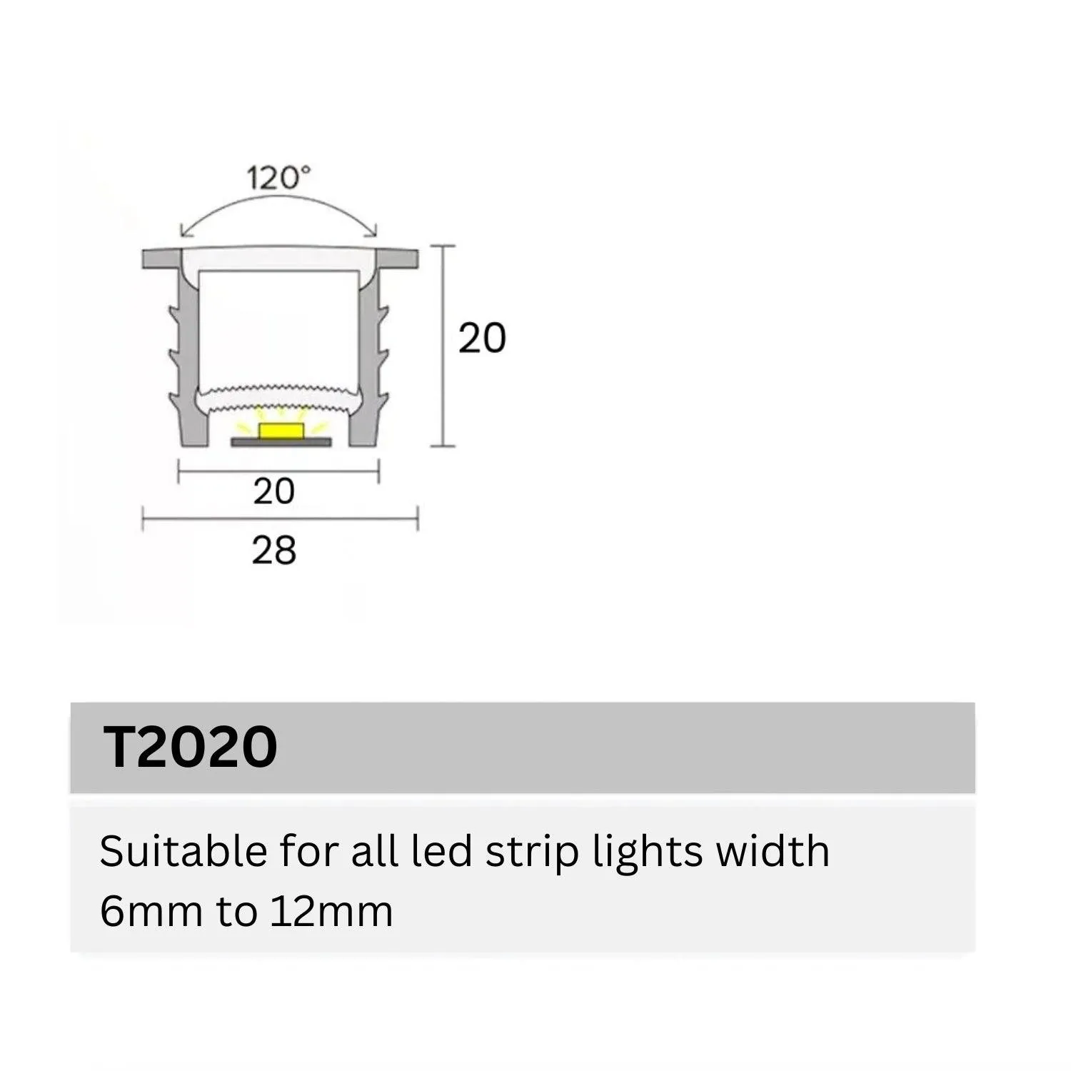 LED Strip Silicone Neon Flex Profile Cover Body Flexible Bendable 20x20mm