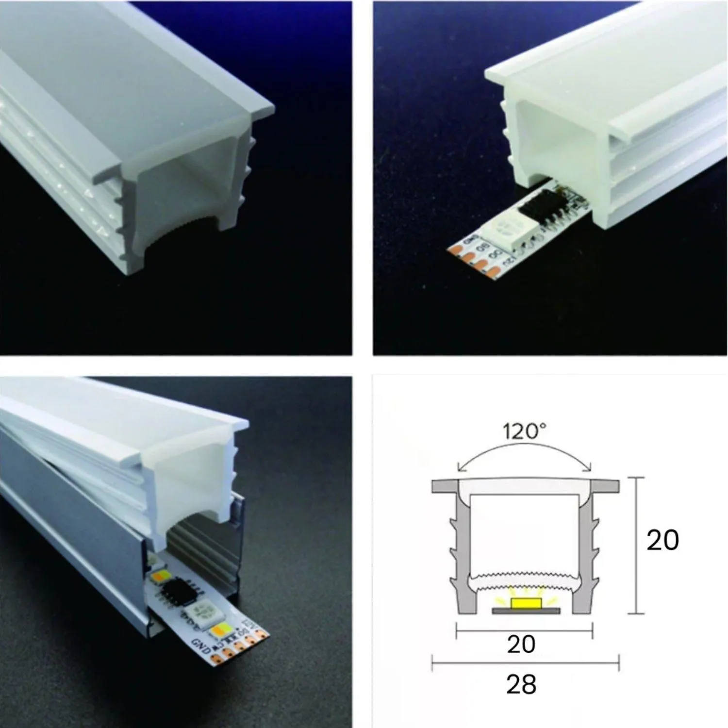 LED Strip Silicone Neon Flex Profile Cover Body Flexible Bendable 20x20mm