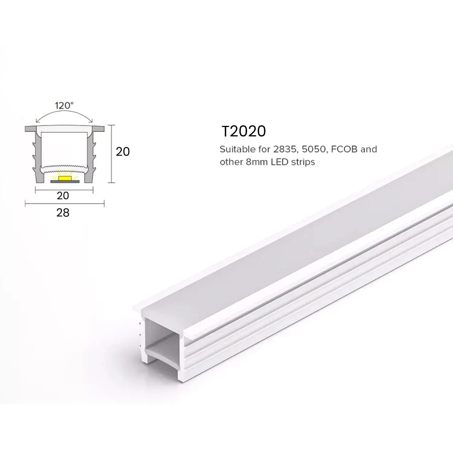 LED Strip Silicone Neon Flex Profile Cover Body Flexible Bendable 20x20mm