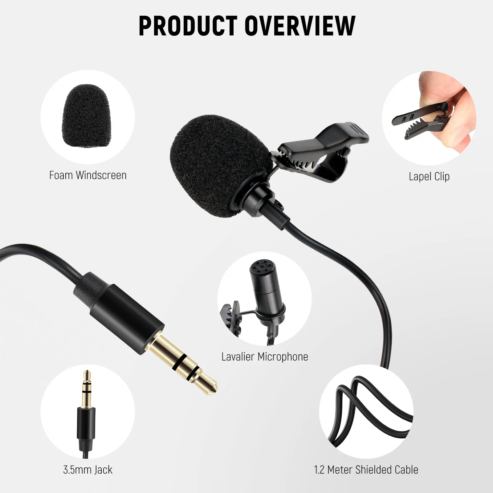 NEEWER CM5 Wired Lavalier Lapel Omnidirectional Condenser Microphone