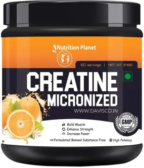 Nutrition Planet Micronized Creatine Monohydrate (Orange, 348g / 0.76 Lb, 60 Servings)