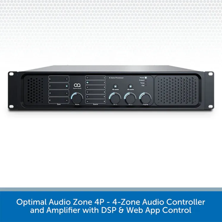 Optimal Audio Zone 4P - 4-Zone Audio Controller and Amplifier with DSP & Web App Control