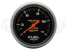 Pro-Comp 2-5/8" Liquid Filled Full Sweep Mechanical Gauges Fuel Pressure 0-15 PSI w/ Isolator