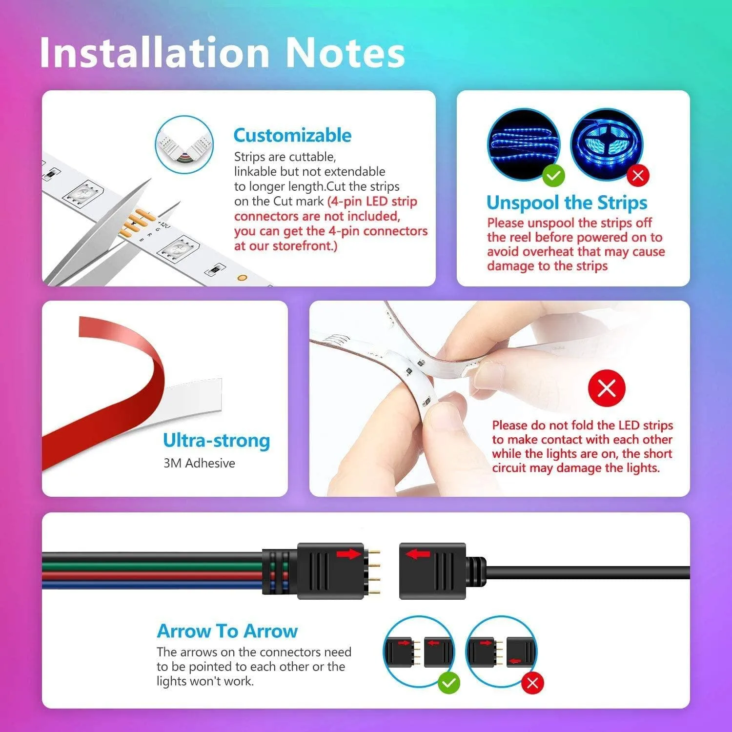 RGB LED Strip Light Kit, 5050 12V, Non-Waterproof IP20, 60 LEDs/m, 5 Meters, Enhanced Brightness