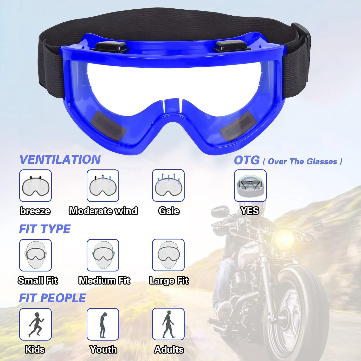 Strauss Offroad Motorcycle/Bike Goggle, (Blue)