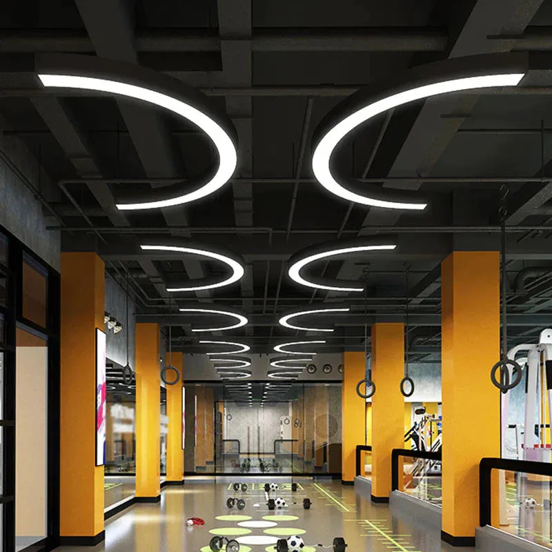 The Elegant Arc: Metallic LED ARC Pendant Lamp for Gym, Shopping Malls and Large Areas