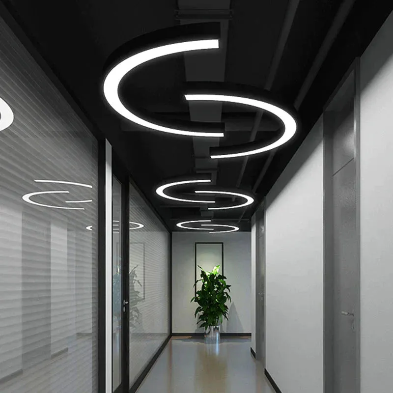 The Elegant Arc: Metallic LED ARC Pendant Lamp for Gym, Shopping Malls and Large Areas