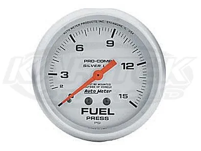 Ultra-Lite 2-5/8" Liquid Filled Full Sweep Mechanical Gauges Fuel Pressure 0-15 PSI