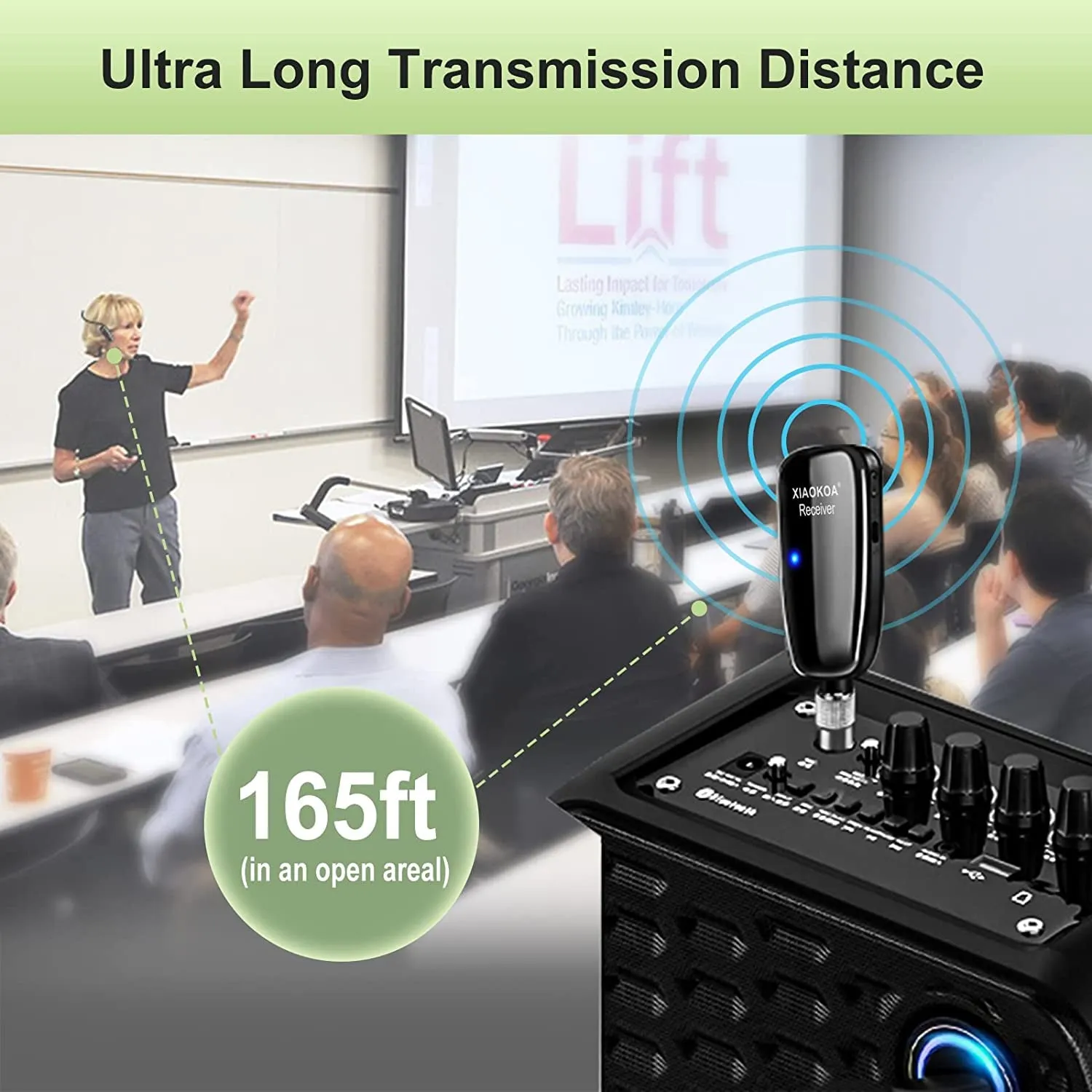 Wireless Microphone Headset Speaker System: UHF Fitness Head Mic - Professional Voice Amplifier Headsets Microphones for Speaking - with LED Digital Display - for Teaching Tour Guide Instructor